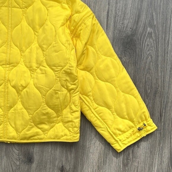 Lucky Brand Quilted Jacket Womens Small Oversized Lemon Yellow Boxy Gorpcore NWT - Picture 10 of 12